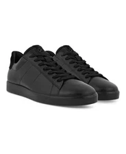 ECCO Men's Street Lite Retro Sneaker Black Leather Shoes EU 45 Size 11 - 11.5 US