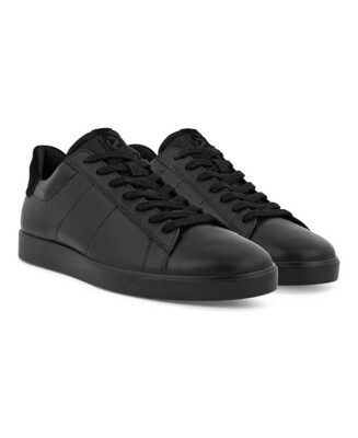 ECCO Men's Street Lite Retro Sneaker Black Leather Shoes EU 44 Size 10 - 10.5 US