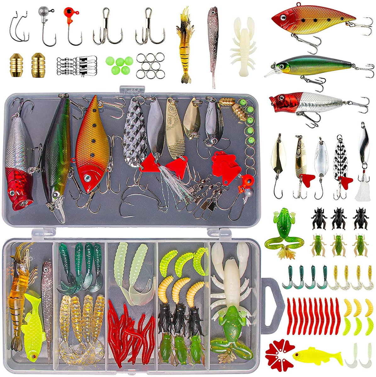 Fishing Lures Kit for Freshwater Bait Tackle Kit for Bass Trout