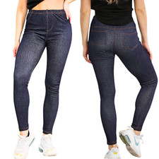VR7  Women Stretchy Denim Look Skinny Jeggings Leggings Plus Size 8-26 UK