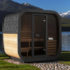 Model CL5G, Cube-Series Outdoor Home Sauna Kit, Up to 4 Persons, Heater & Stones