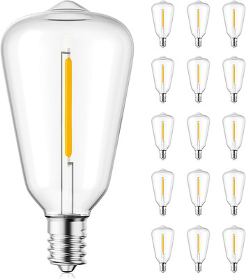 15 Pack Edison LED Light Bulbs, ST38 Clear Bulb 0.6W Fits E12 C7 Screw Base, Vin
