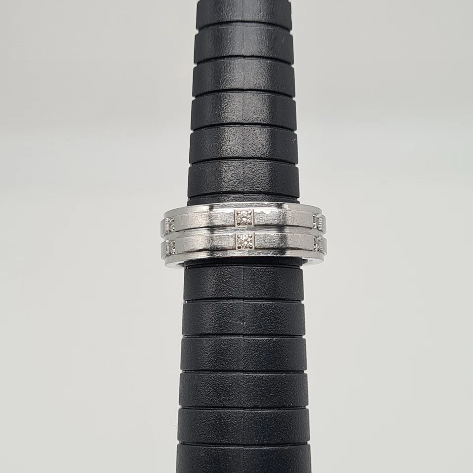 Triton Men's Diamond Wedding Band Ring Stainless Steel US Size 7-7.5 1/6 ct.t.w. - Image 2 of 4