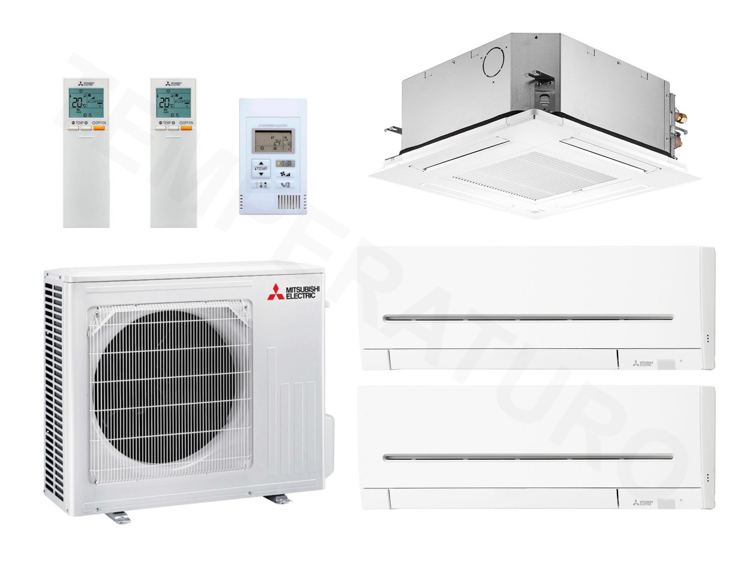 Aire acondicionado multisplit Mitsubishi 3 habitaciones 2x 2,5 + 1x 3,5 kW A+++/A++ R32