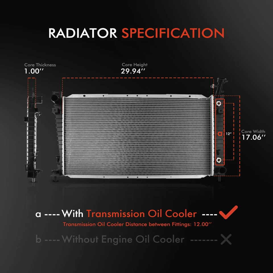 Nuevo radiador con enfriador de aceite para Ford Windstar 1995-1998 V6 3,0 L 3,8 L transmisión automática Foto 2 de 4