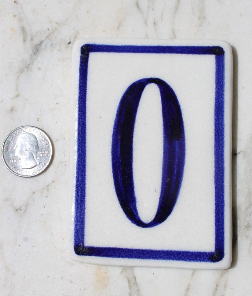 DIRECCIÓN CASA AZULEJO NÚMERO "0" AZUL COBALTO BLANCO PORCELANA-#0A Foto 2 de 4