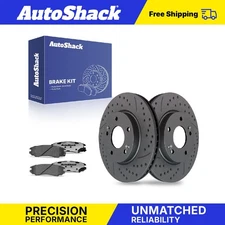 Front Drilled Slotted Brake Rotors Ceramic Pads for 2010-2011 Kia Soul