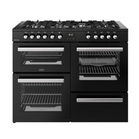 Belling Cookcentre 110cm Dual Fuel Range Cooker 7 Burner Gas Hob Black 110DF