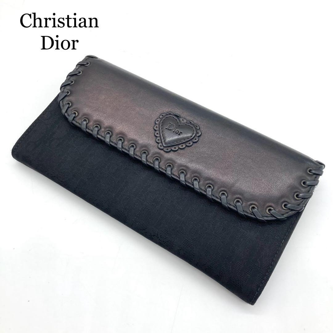 Dior Trotter Heart Ethnic Leather Long Wallet Pre-Owned