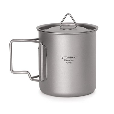 TOMSHOO 420ml Camping Titanium Pot Outdoor Titanium Mug with Lid Camping Coff...