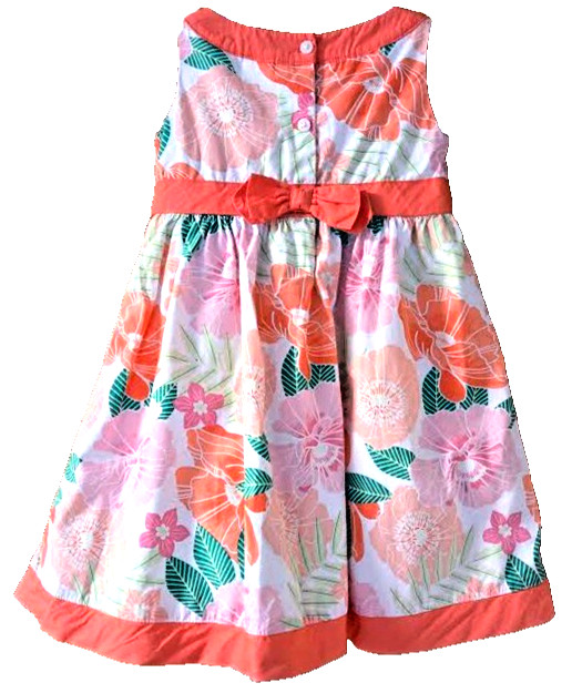 Gymboree Girl’s Sz 4T Sleeveless Lined Tulle Dress Back Bo Floral Green & Coral