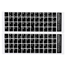 French Keyboard Stickers Cover Smooth, Black Background White Lettering 2pcs