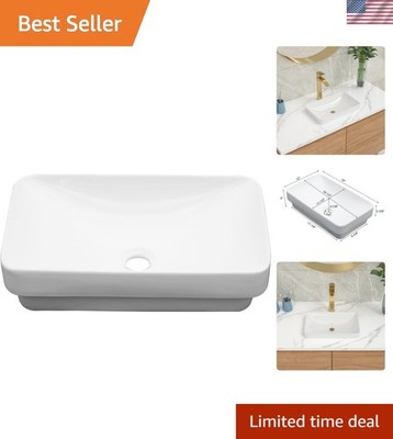 Elegant 19x12 Inch Semi-Recessed Ceramic Vessel Sink for Modern Bathrooms