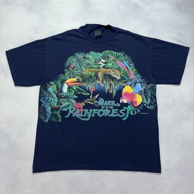 Vintage 90s Rainforest Nature Animal T Shirt XL Single Stitch Habitat USA Made