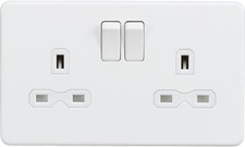 Knightsbridge SFR9000MW Screwless Double Switched Socket-Matt White, 230 V