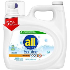 All Unscented Free Clear Advanced Oxi HE Liquid Laundry 79 Loads - 118 fl oz 0.18 per gallon
