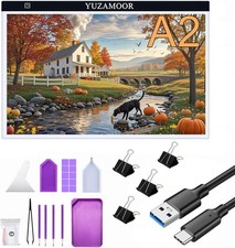 A2 Large Tracing LED Light Pad Kits for Diamond Art, Sketching, black