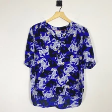 Anthropologie Emily & Isabella Cat Tiger Panther Print Button Up Top Size Medium