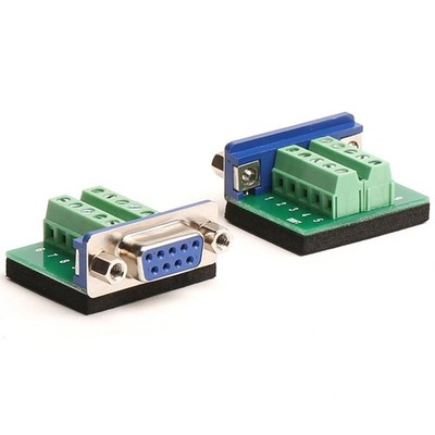 2 PCS DB9 Breakout Board RS232 Serial Female to Terminal Block 10P Adapter