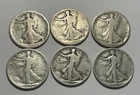 1916, 2 1916 D, 1917 D OBV, 1917 S REV AND 1919 S WALKING LIBERTY HALF DOLLAR
