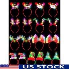 LED Light Up Christmas Headbands Set of 3 Fun Holiday Hair Accessories Parties