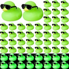 60 Pcs Mini Rubber Ducks with 60 Sunglasses 2.2'' Glow in The Dark Squeak Rub...