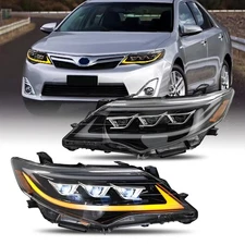 HCMOTION LED Headlights For Toyota Camry 2012 2013 2014 Head Lamps Assembly Pair