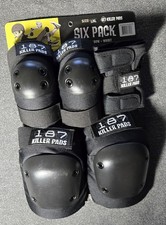 187 Killer Pads Adult Six Pack Set Black L/XL Knee Elbow Wrist Skateboard Derby