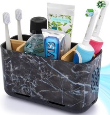 Marble Toothbrush Holders, 5 Slots Bamboo and Toothpaste Marble-l
