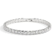 Real 3MM D VVS Moissanite Tennis Bracelet Solid S925 Silver Passes Diamond Test