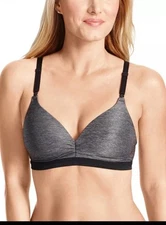 Warner's Play It Cool Bra gray Wire Free Convertible T Shirt 38D Style#3281A