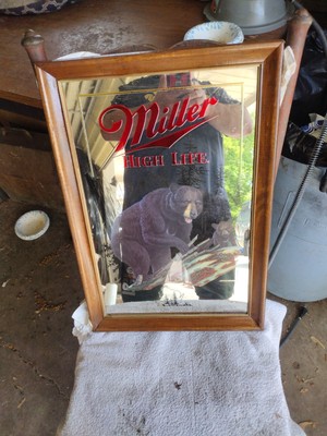 Miller High Life Mirror Beer Sign Wisconsin Black Bear Wildlife