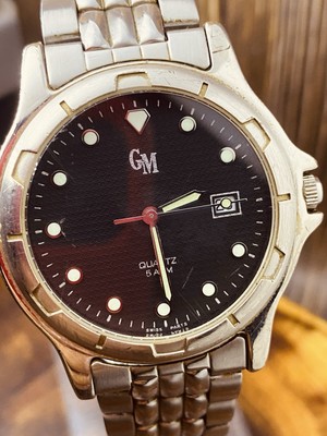 GM Quartz Swiss Parts Black Dail Wristwatch 38 mm Braslet #8121 | eBay