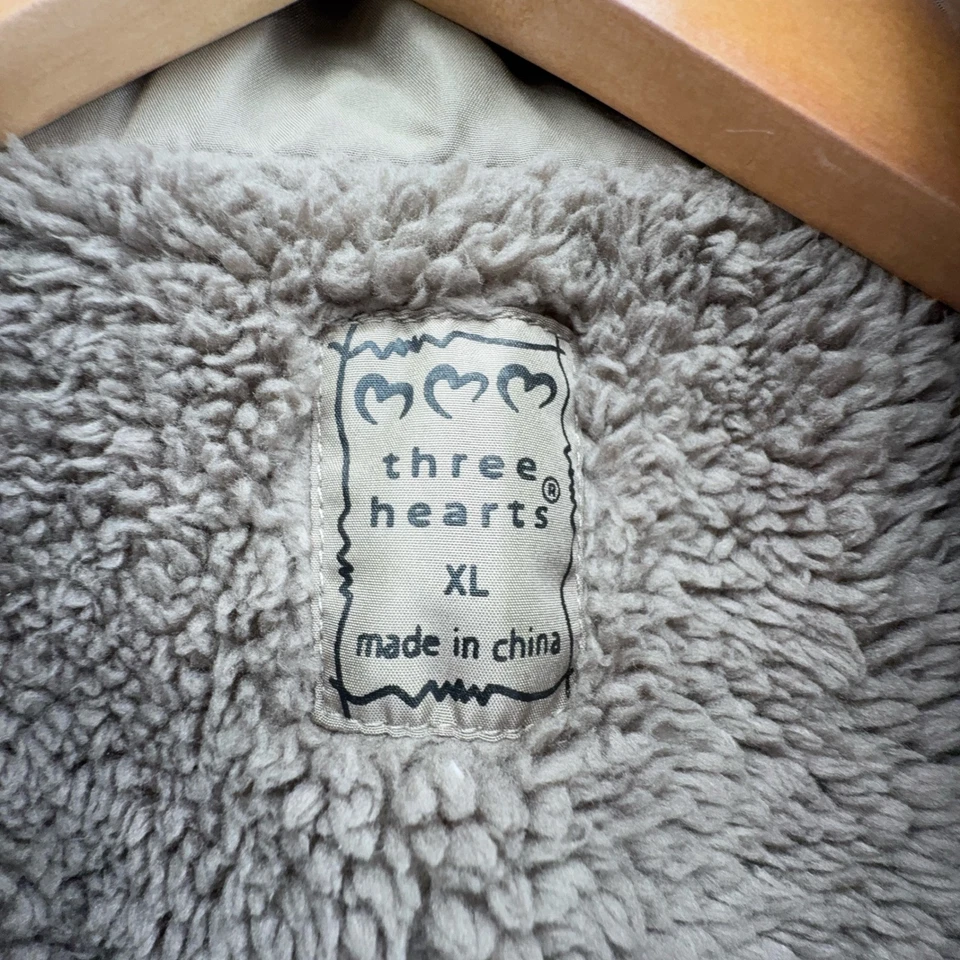 Three Hearts Mujer XL Sherpa Forrado Chaleco Abombado Tostado Chaqueta Sin Mangas Acogedor Cálido Foto 4 de 4