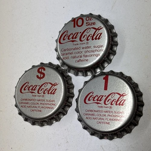 Vintage Lot/3 Coca-Cola Soda Pop Bottle Caps Vinyl Backs #1232