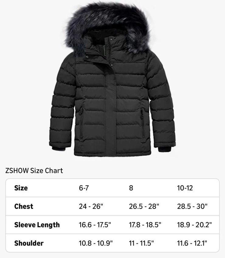 ZSHOW Niñas 8 Puffer Chaqueta Suave Forrada de Vellón Cálido Abrigo de Invierno con Capucha de Piel P4 Foto 4 de 4