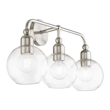 Downtown 3 Light Brushed Nickel Sphere Vanity Lighting:Livex Lighting Collection