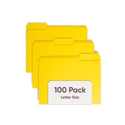 Colored File Folder, 1/3-Cut Tab, Letter Size, Yellow, 100 per Box (12943)
