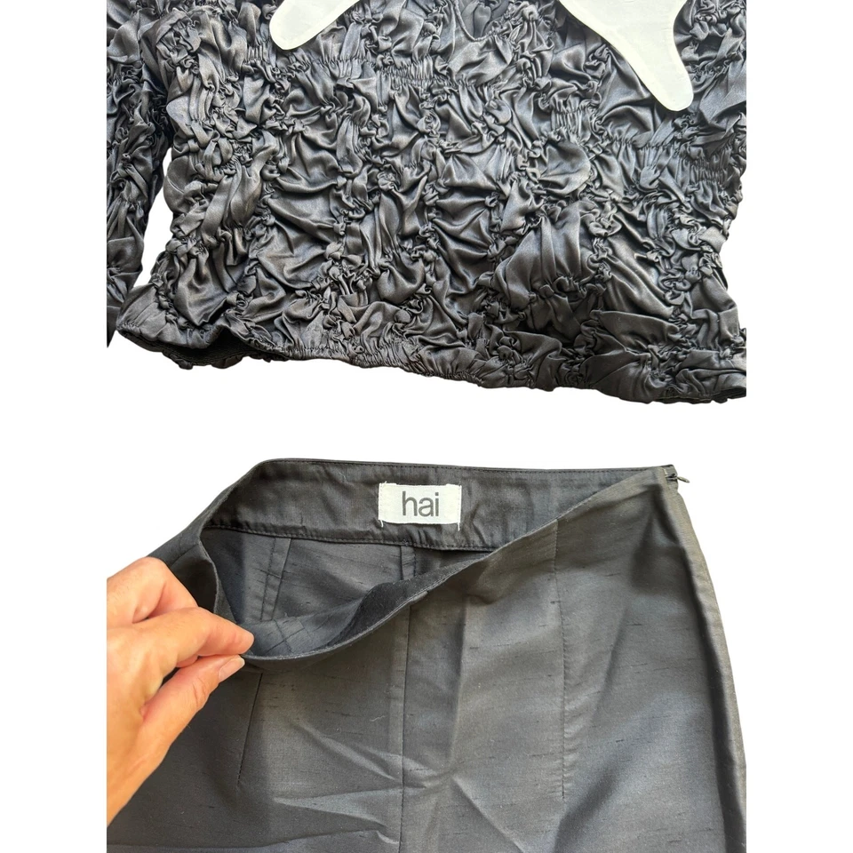 HAI Silk Textured Blouse & Pant SET Foto 4 de 4