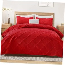Oversized King Quilt Set- Red Cal King Quilts Bedding Set with 2 Pillow