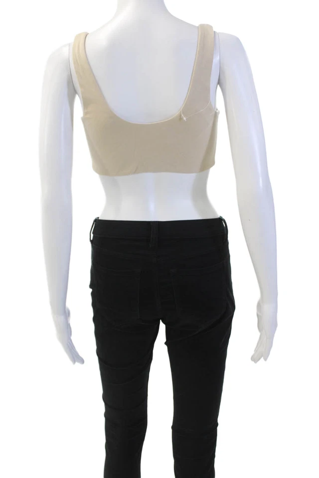 Sujetador deportivo Ronny Kobo para mujer cuello redondo sin mangas ajustado beige talla S Foto 3 de 4