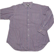 Lauren Ralph Lauren Mens 17 34/35 Red White Blue Stripe Long Sleeve Button Shirt