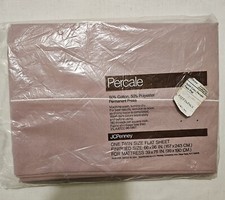 Vintage JCPenney Percale Twin Size Flat Sheet New Amethyst Made In USA