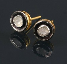 Natural Diamond Polki Ear Tops 925 Sterling Silver Stud Tops