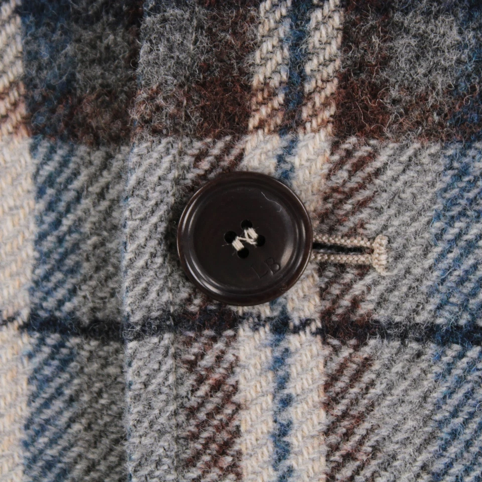 Luciano Barbera NWT Wool Blend Overshirt Size 50 (M US) In Beige w/ Blue & Brown - Image 2 of 4