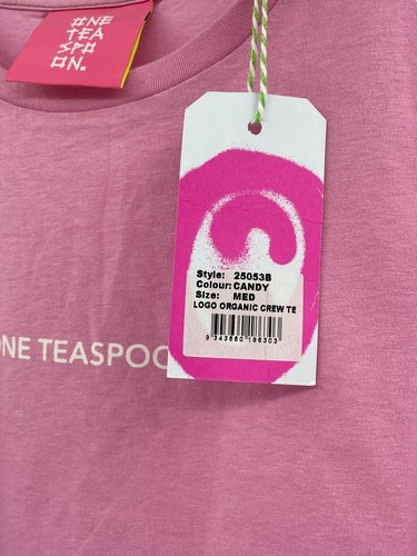 One Teaspoon Womens Candy Pink Logo Organic Cotton Crew Tee Shirt Size M NWT $72 - Picture 8 of 11