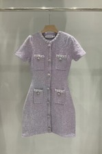 Self-Portrait Women's sequin purple single-breasted Knitted dress
