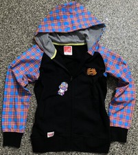 New Teddy Family TDF Red Label Black Zipper Jacket Plaid Sleeves Hoodie NWT RARE