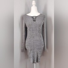 Black and Gray Bodycon Sweater Dress