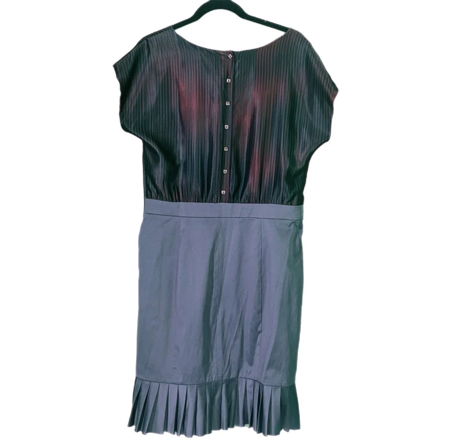 BCBGeneration Mixed Media Dress Gray Burgundy 12 - Image 2 of 4